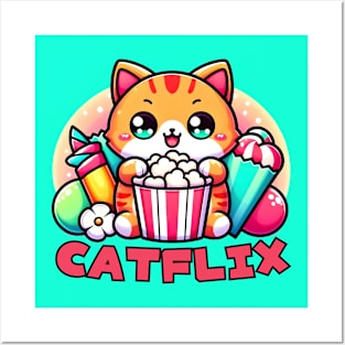 Popcorn cat for film lover Posters and Art